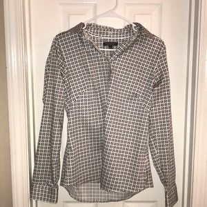 Banana Republic black and white print shirt.